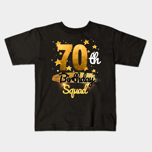 70th Birthday Squad Funny sparkle Kids T-Shirt by KRU COOL